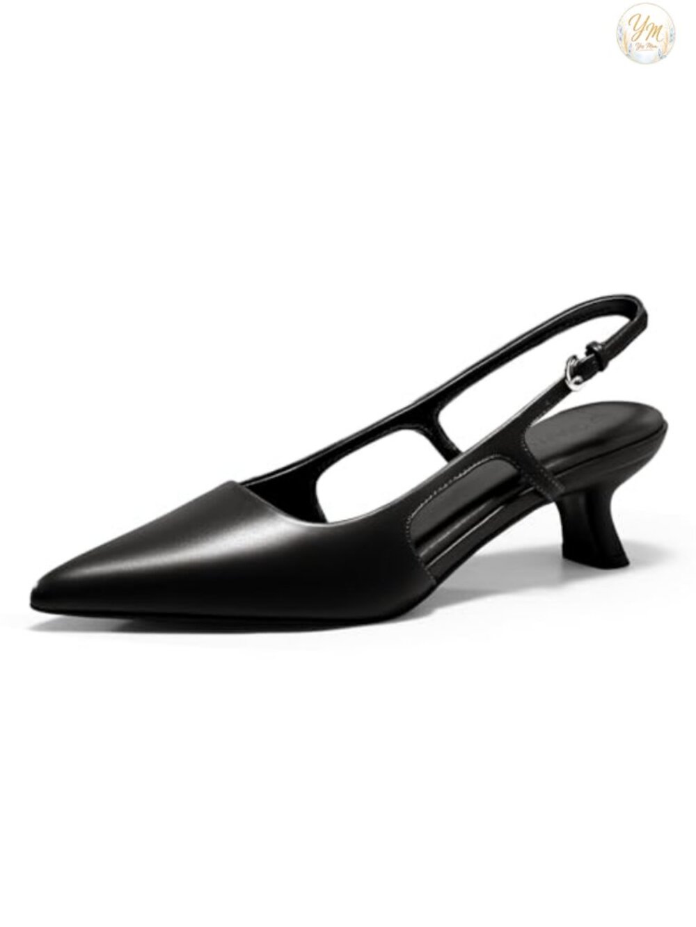 Faux Leather Slingback Kitten Heel Pointed Toe Pumps